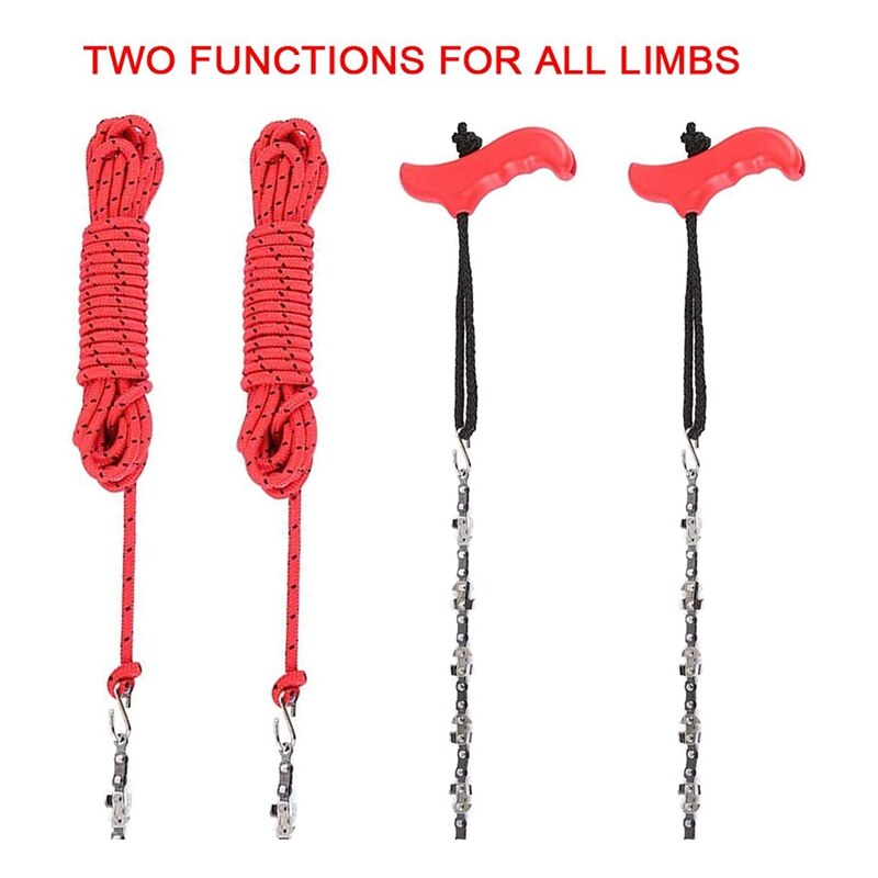 High-Reach Tree Limbs Hand Wire Saw with Two Ropes,Sharp Tooth Blades on Both Sides,Folding Pocket Chain Saw,for Camping