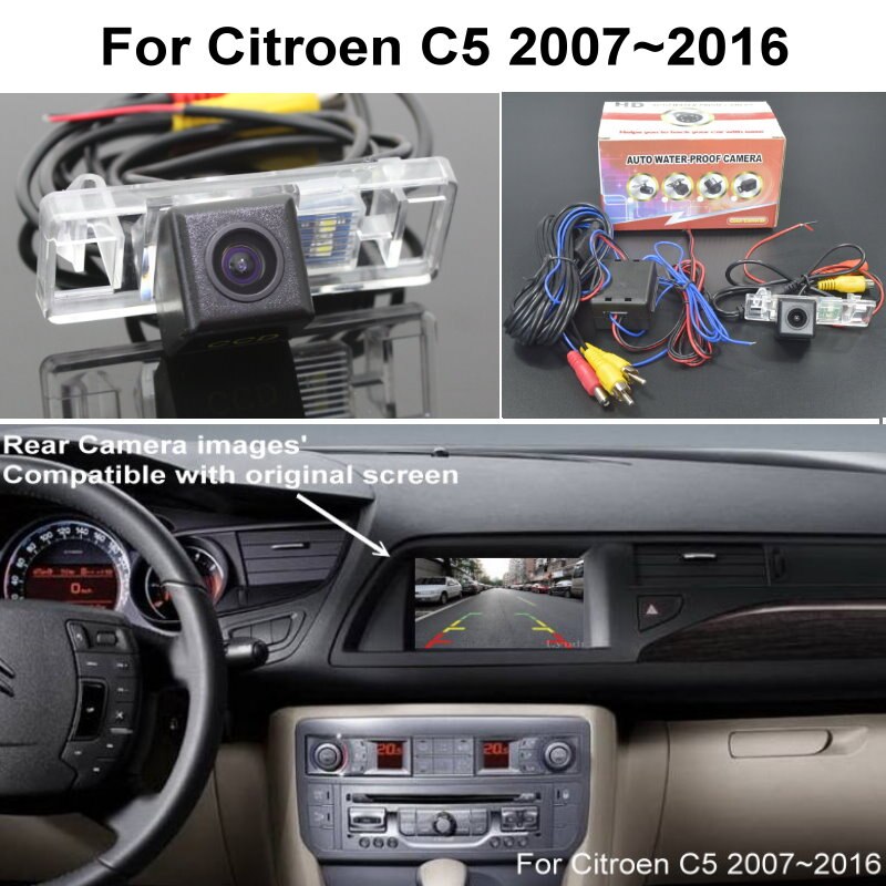 RCA & Originele Screen Compatibel Adapter Voor Citroen C5 2007 ~ Auto Achteruitrijcamera Back Up Reverse Camera CCD Nachtzicht