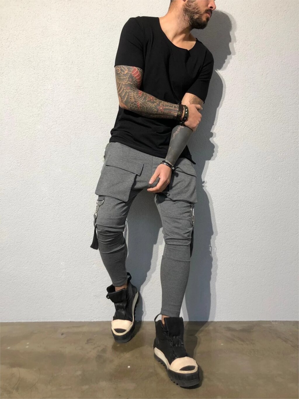 Mannen Fitness En Fitness Broek Pocket Band Stiksels Casual Broek
