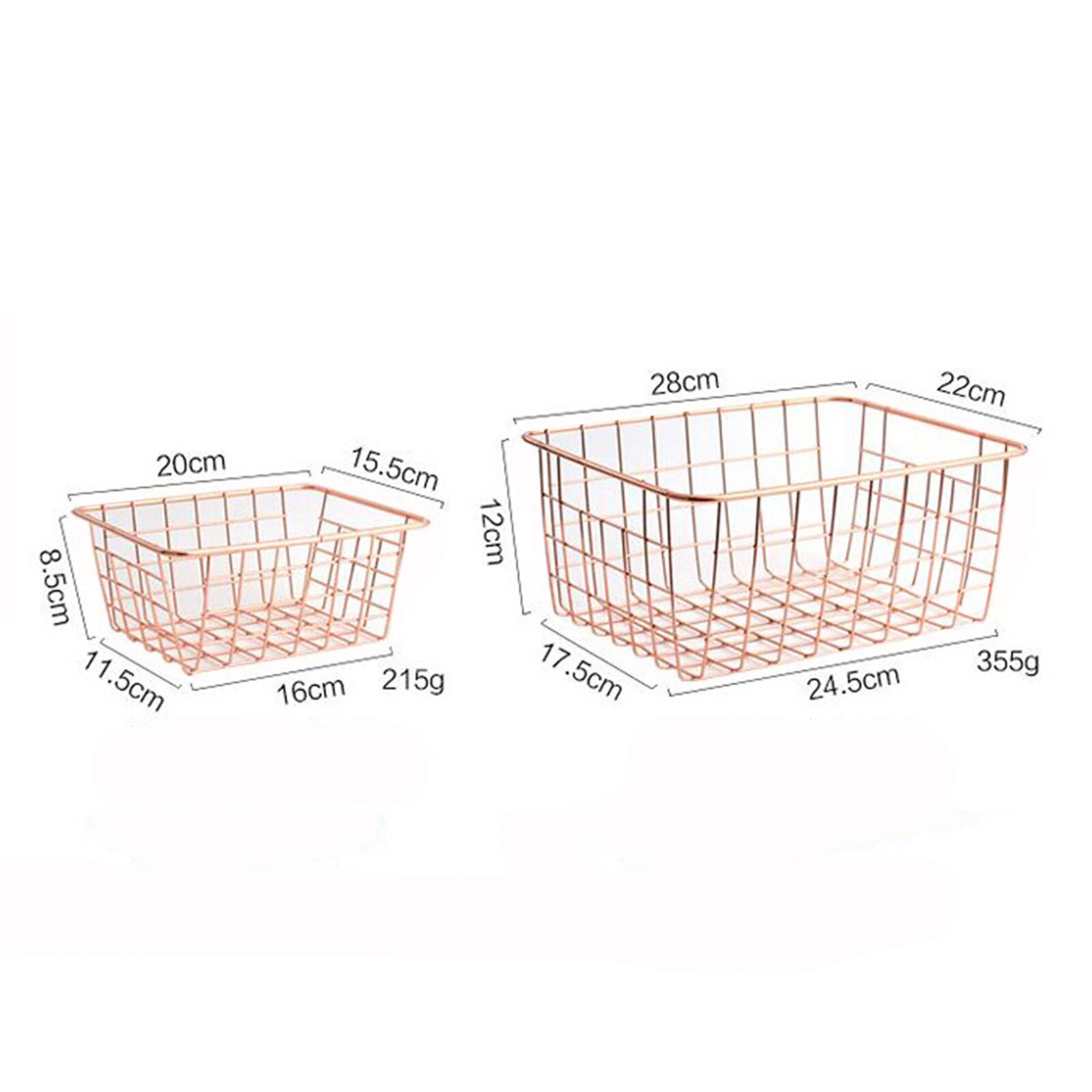 Panier de rangement en fil de fer forgé or Rose, lignes simples de couleur unie, organisateur pratique de bureau, décoration de la maison