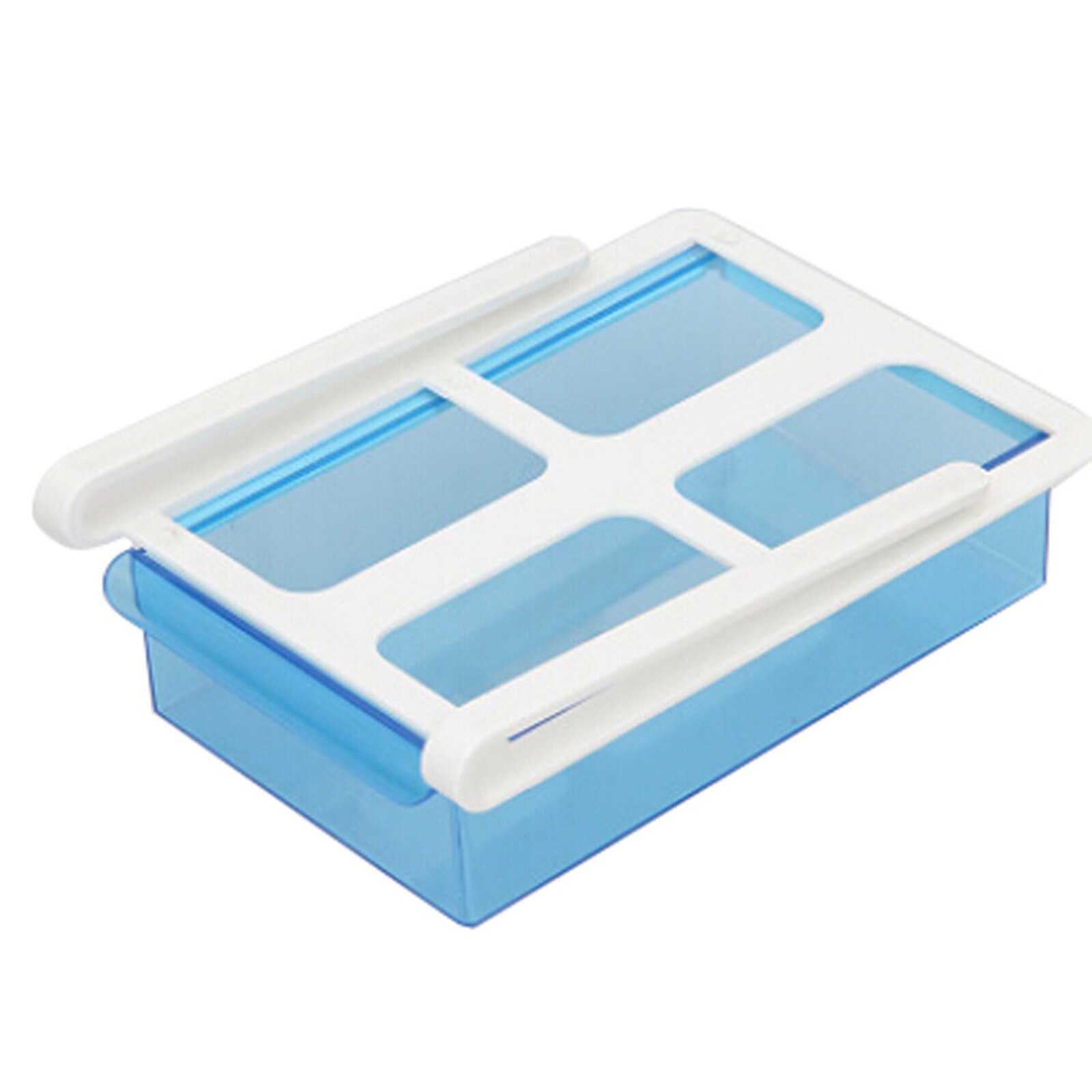 Slide Fridge Freezer Organizer Refrigerator Storage Tray with Lid Rack Reusable Shelf Drawer Organization Cutlery INTE99: Blue