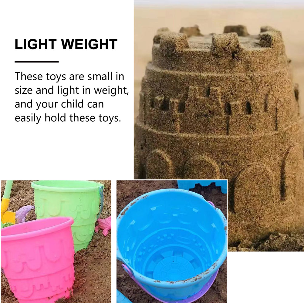 2pcs Sandcastle Buckets Beach Toys Sand Castle for Kids Plastic Beach Buckets