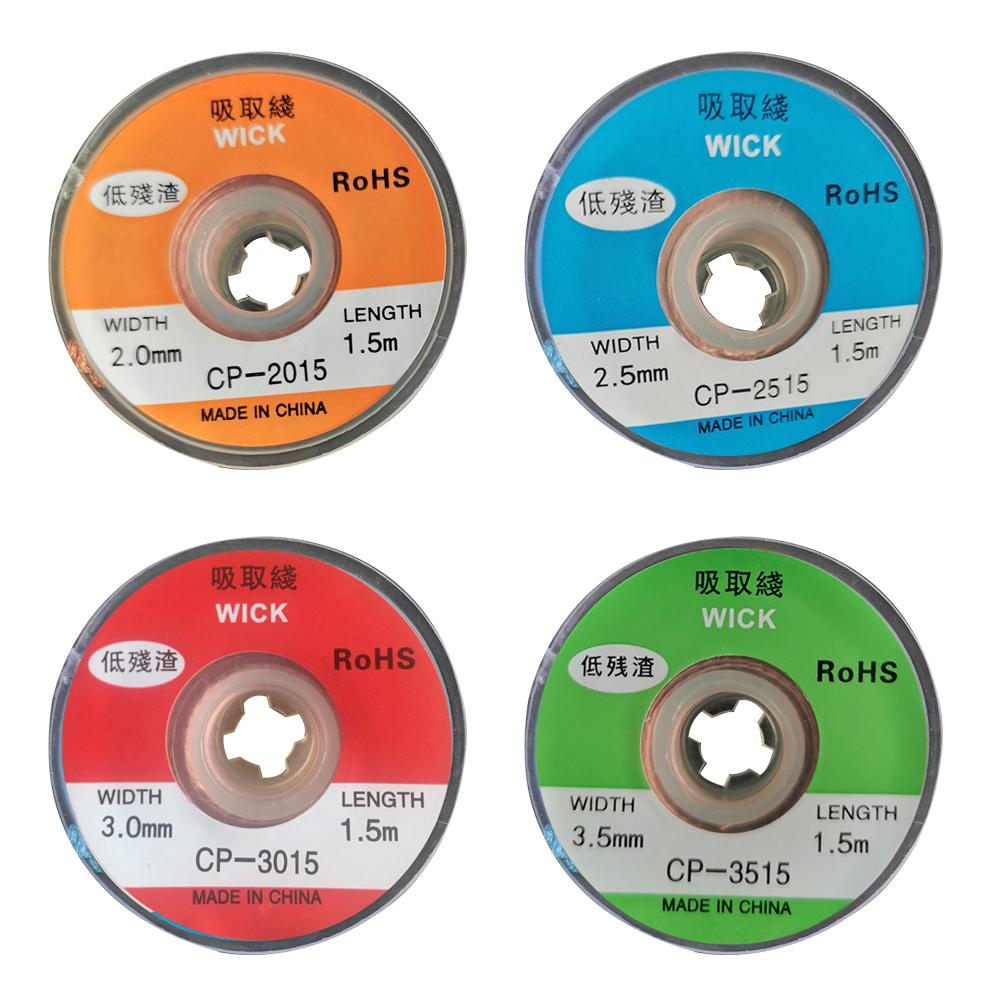 2mm 2,5mm 3mm 3,5mm ancho 1,5 M Longitud desoldador trenza soldadura mecha para removedor de alambre herramienta de reparación de BGA de flujo de cable de plomo