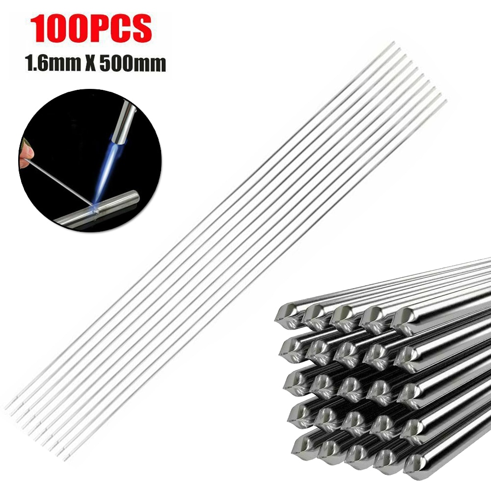 100Pcs Aluminium Oplossing Lassen Flux-Gevulde Staven Draad Solderen Staaf 1.6Mm X 50Cm Oplossing Lassen Flux-Gevulde Staven Metaalbewerking