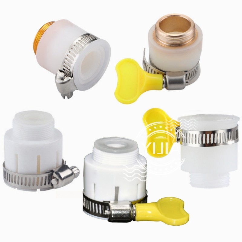 Universal Joint Faucet Garden Adapter 1/2'' Converter with Clamp Kitchen Shower Faucet Bubbler Extenders Water Taps Accessories