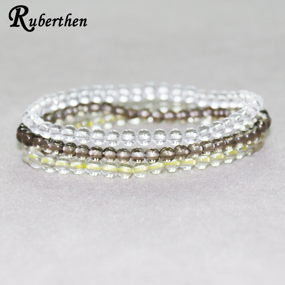 Ruberthen Clear Quart z Bracelets Smoky Quart z Bracelet Natural Citrin e Mini Gem Stone Bracelet