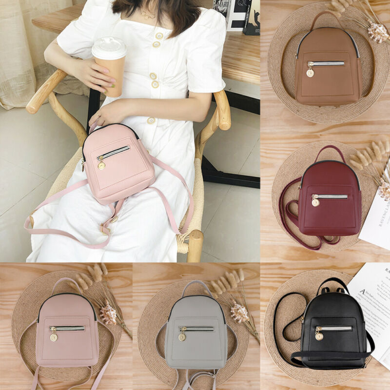 été sac à dos pour femmes Mini petit solide fermeture éclair doux décontracté sac à dos sac d'école