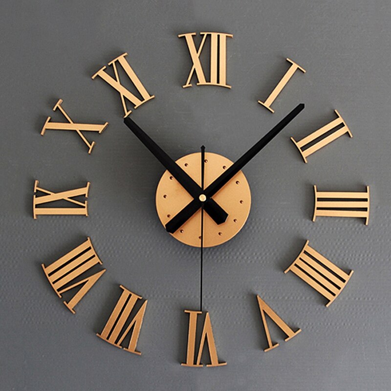 DIY Luxury 3D Roman numerals Wall Clock Large Size Home Decoration Art Clock