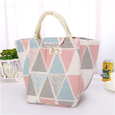 Thermal Insulated Lunch Bag for Women Kids Portable Waterproof Cotton Linen Picnic Food Bag Bento Box Pouch Cooler Totes: A3