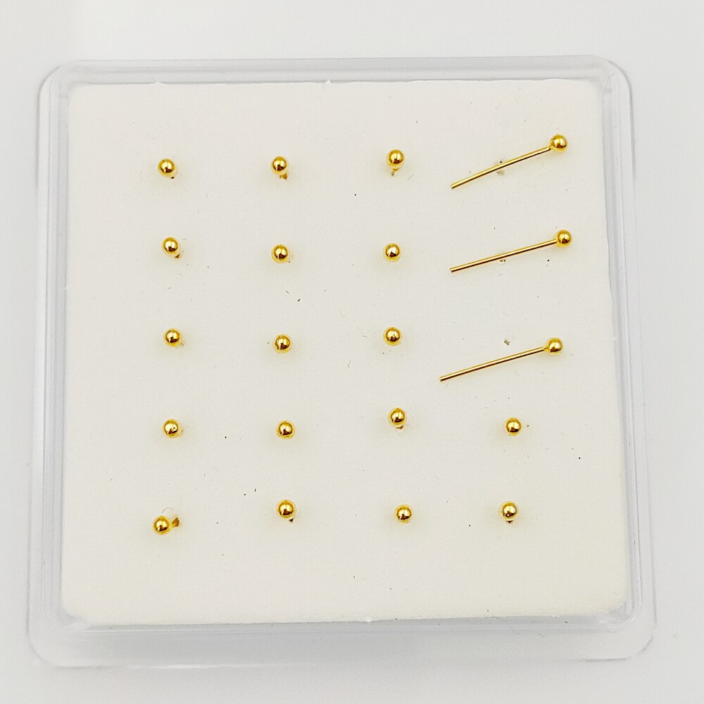 925 Sterling Zilver 1.8 Mm Bal Neus Piercing Mode Neus Pin Bone Siver Neusgat Stud 20 Stks/pak: gold straight