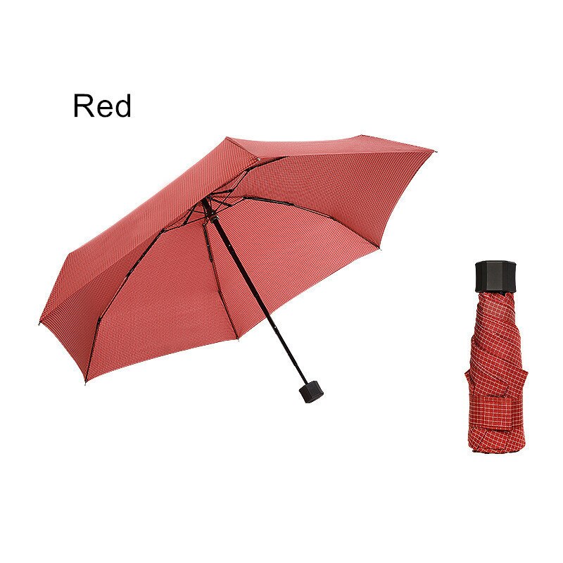 DMBRELLA Small Portable umbrella Men Mini Pocket 5 folding Umbrellas Rain Women Waterproof Travel Parasol Windproof Parasol: Red