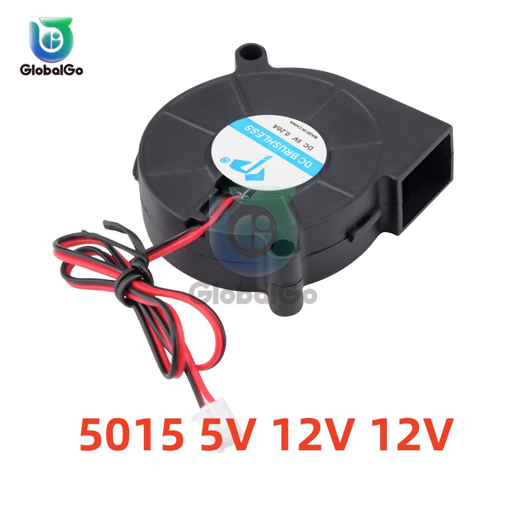 Ventilateur Turbo de refroidissement sans balais 5V/12V/24V, pièces d'imprimante 3D, 2 broches pour extrudeuse, ventilateur de Turbine de refroidissement cc, 5015