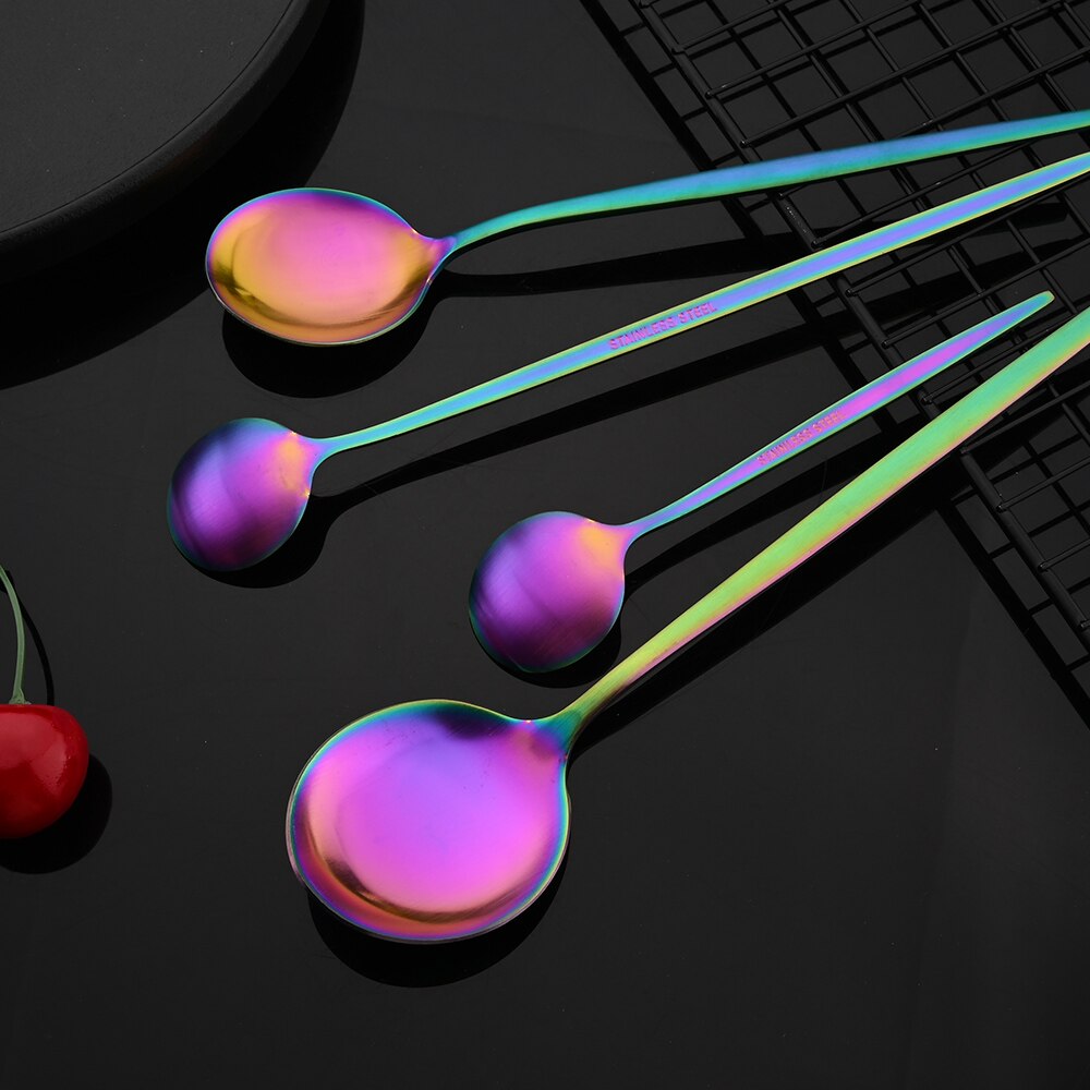 Kleurrijke Bestekset Rvs Servies Servies Set Keuken Partij Mes Vork Lepel Fruit Vork Accessoires Zilverwerk