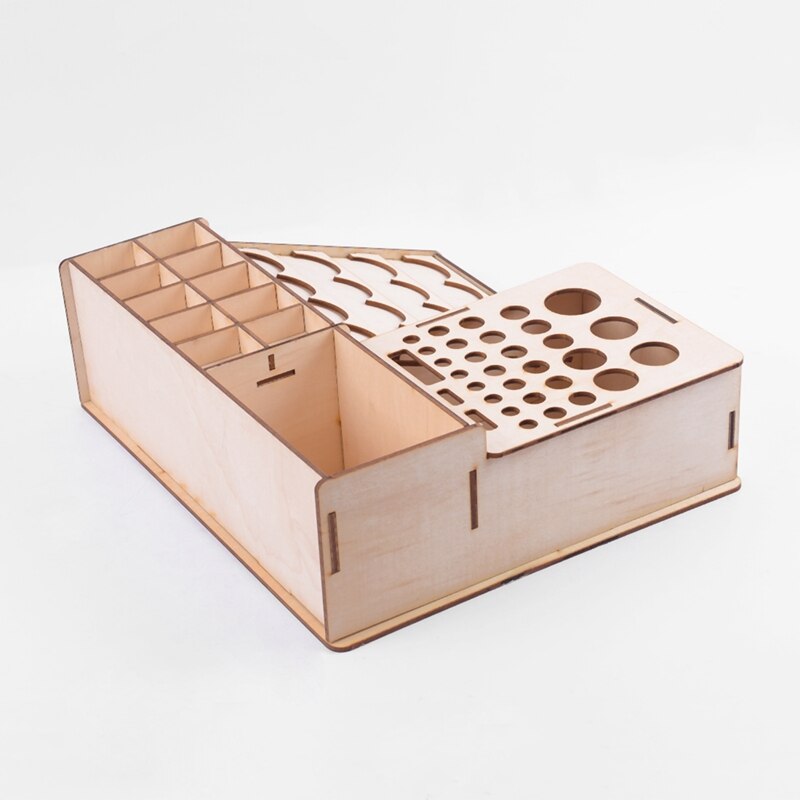 Houten Verf Flessen Rek Modulaire Stand Opbergrek Diy Kunst Schilderij Gereedschap, Tattoo Penselen Display Stand: Default Title