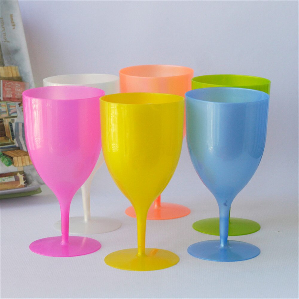 Färg omönstrad plastbägare vinglas champagneglas fest picknick 350ml mångsidig glas 6 st
