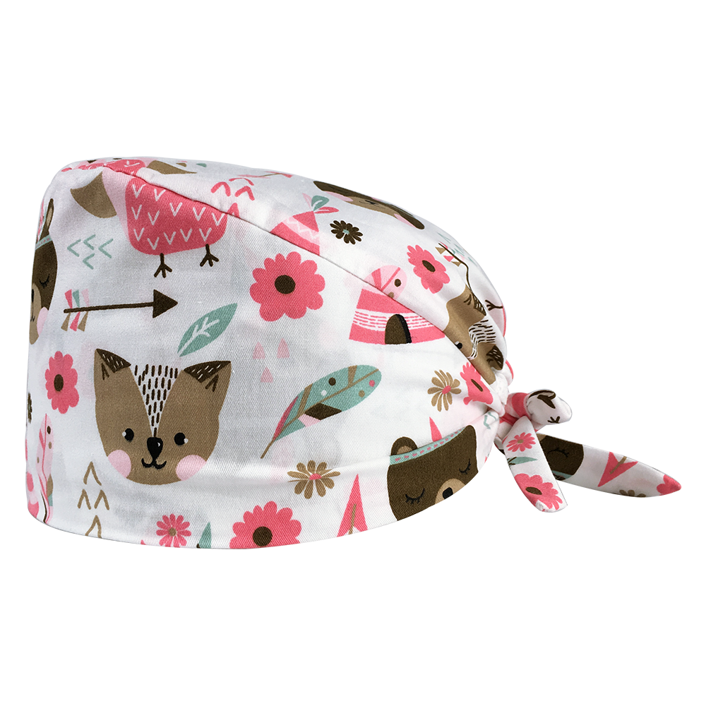 Unisexe impression spa travail casquettes réglable coton laboratoire anti-poussière travail chapeau dent beauté Scrubs casquettes animal club opérateur chapeau: hat12092