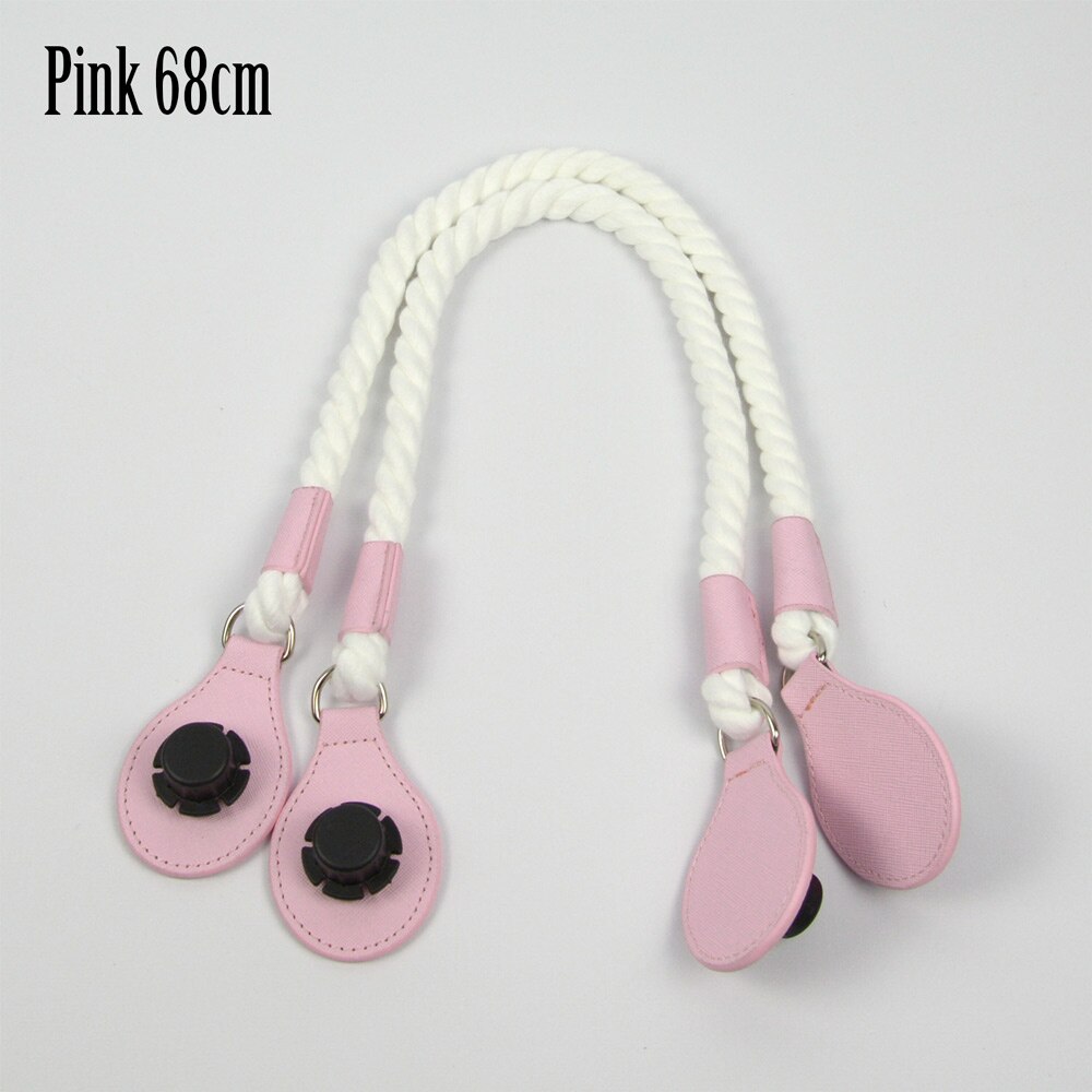 1 paar lange korte zachte witte henneptouw handgrepen met druppels voor o bag obag dames handtas klassieke mini chique stad stedelijke tas: Roze lang