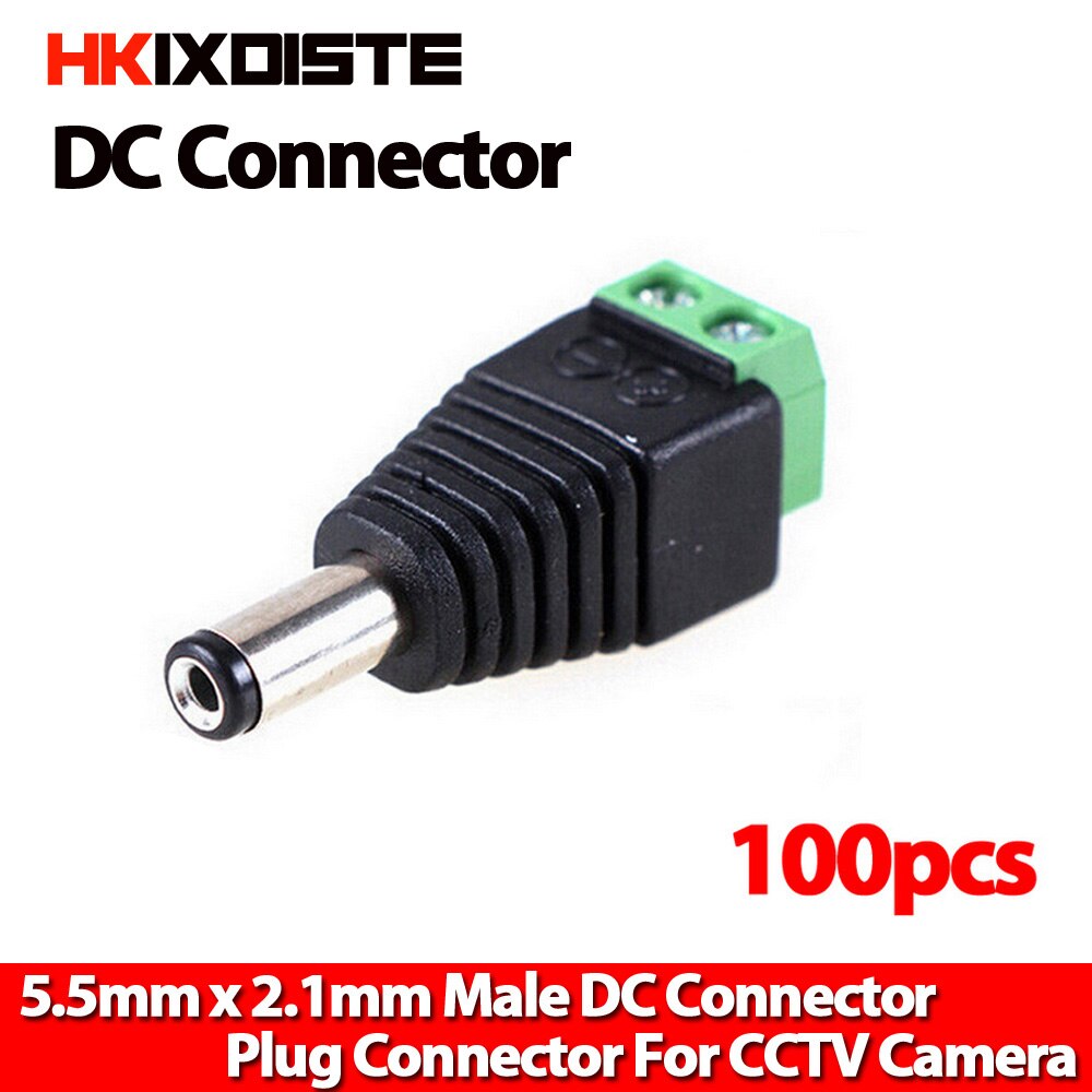 100 Stuks Man 2.1x5.5mm DC Power Kabel Jack Adapter Connector Plug Led Strip CCTV Camera Gebruik 12V