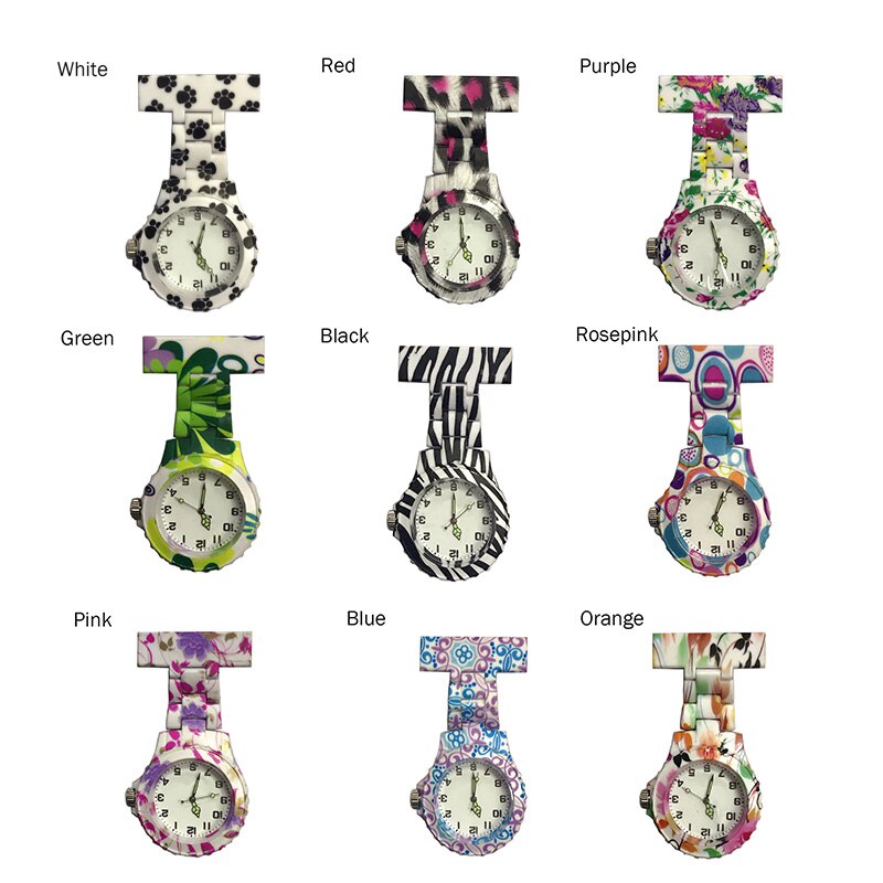 Kleurrijke Silicone Ronde Wijzerplaat Quartz Pocket Verpleegster Horloge Quartz Broche Arts Verpleegkundige Opknoping Horloges SEC88