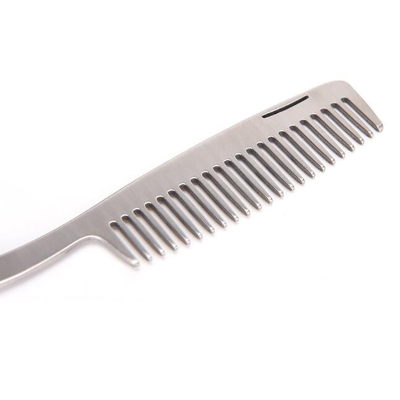Peine plegable de acero inoxidable para hombre, herramienta para el cuidado de la barba, práctico y de uso