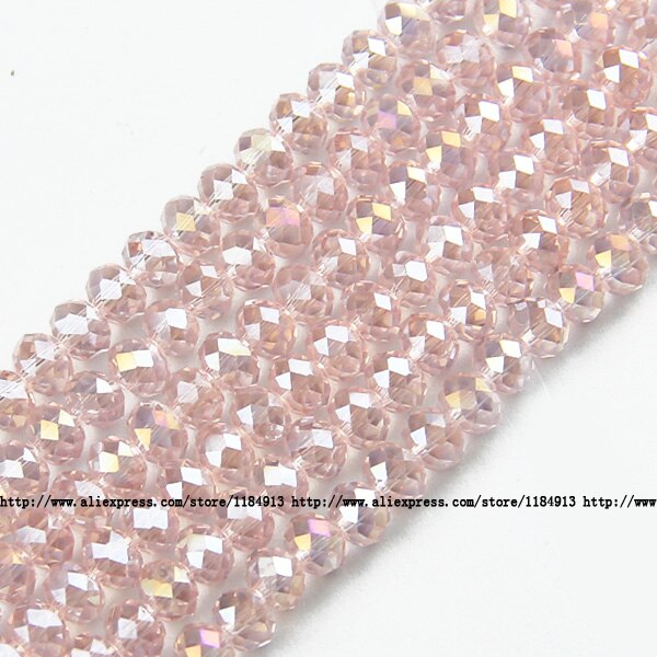 JHNBY forma redonda de lujo perlas de cristal austriaco de 6mm 50 Uds. Cuentas sueltas rondeles bola de cristal pulsera joyería DIY: Y609 Pink