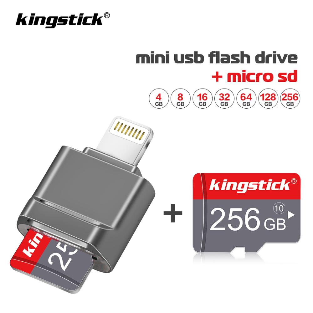 Kingstick mini usb flash-stasjon pendrive for iphone  /7/7 pluss /8/ x usb/otg/lightning 2 in 1 penn-stasjon for ios ekstern