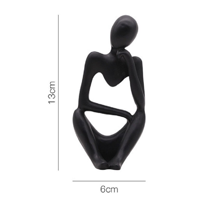 Tænker statue abstrakt figur skulptur små ornamenter harpiks statue hjemmehåndværk boligindretning moderne figurer til interiør: Sort 1