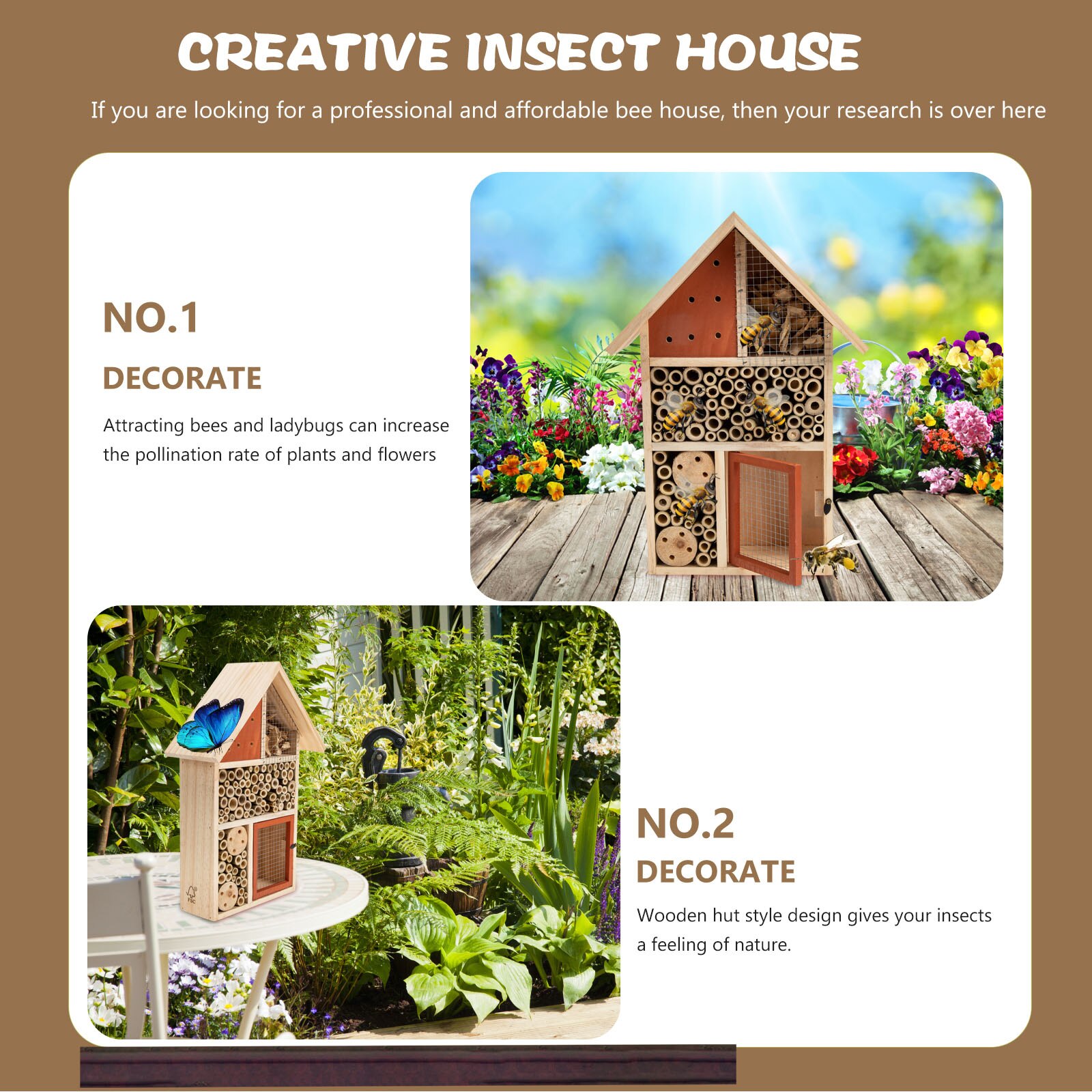 Wooden Insect House Decorative Bee House Courtyard Insect Nest