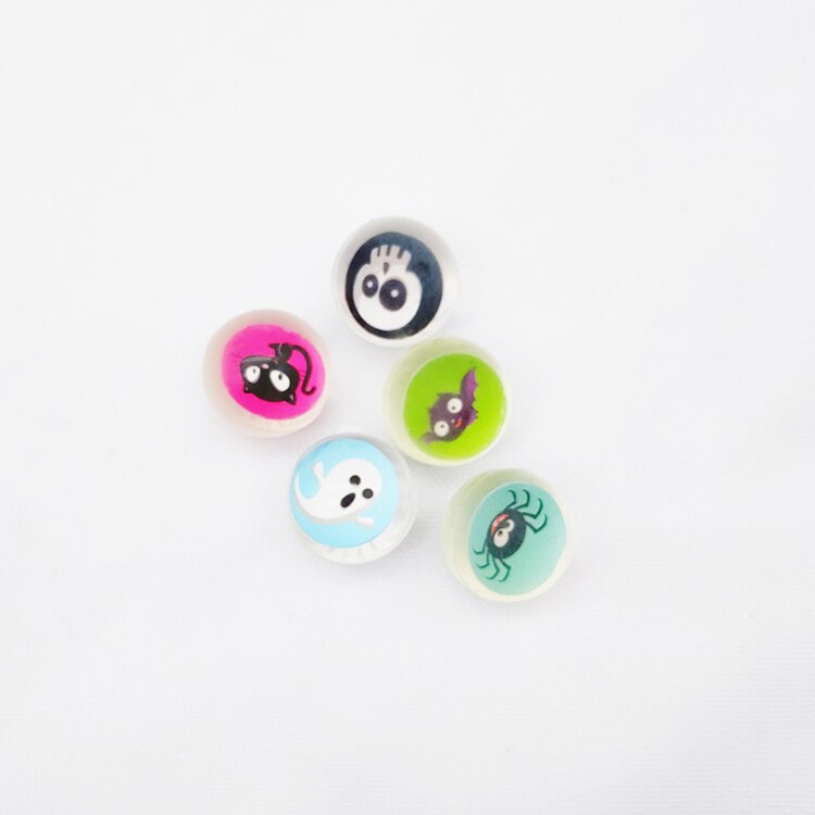 Hallow print kort inuti roliga leksak bollar färgglada gummi hoppa boll super studsande boll barn elastisk gummi boll barn