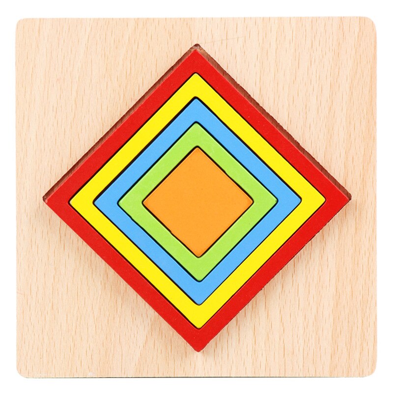 DIY Holz 3D Puzzle Gebäude Geometrische Form Spielzeug Form Lernen Erkenntnis Spielzeug für Baby Kinder Vorschule Bildung Kinder Spielzeug: 5