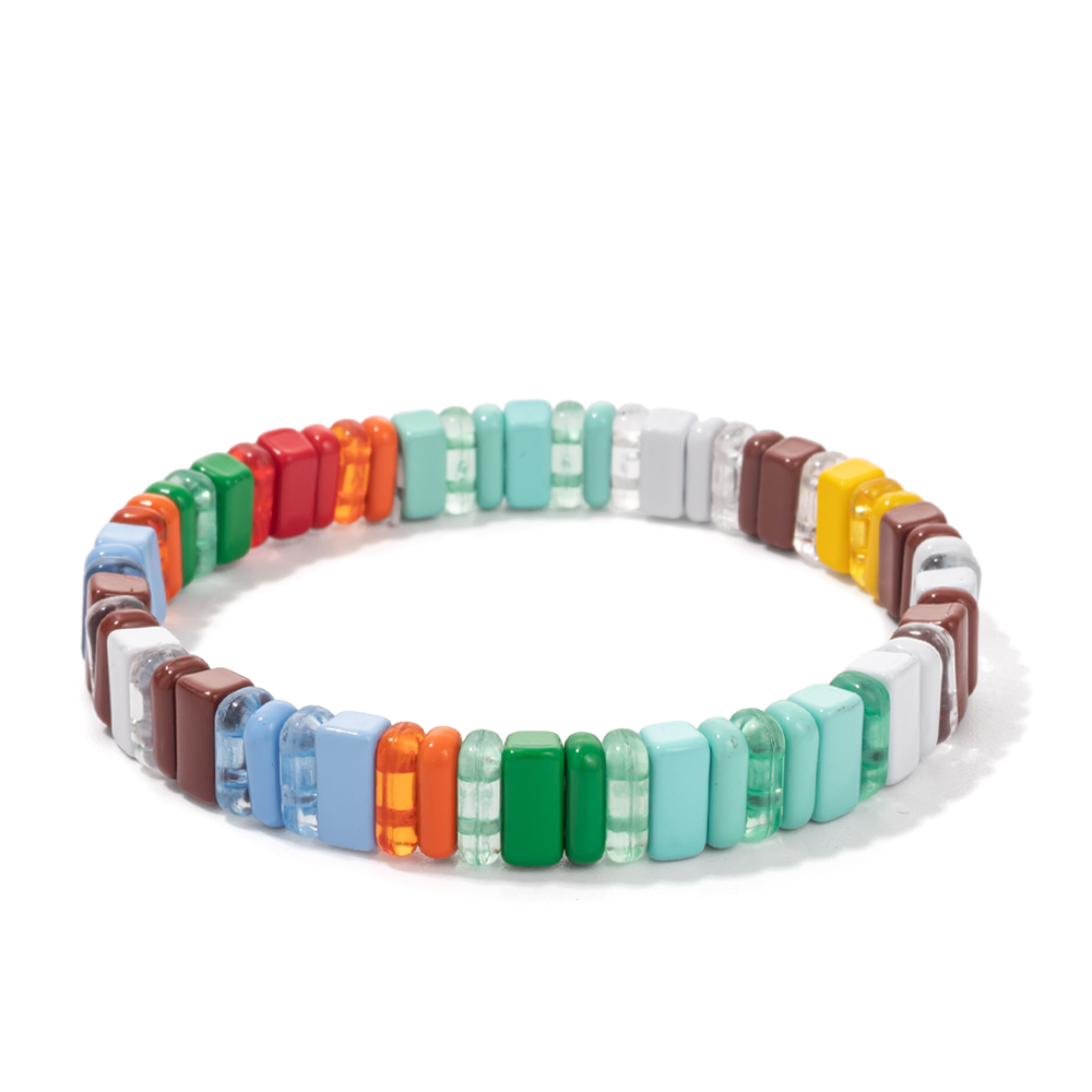 2022 Nuovo design Braccialetti Elastici Colorati per Le Donne Rianbow Acrilico Lucido Braccialetti Braccialetti di Metallo Della Boemia Perline Gioielli: Oro-colore