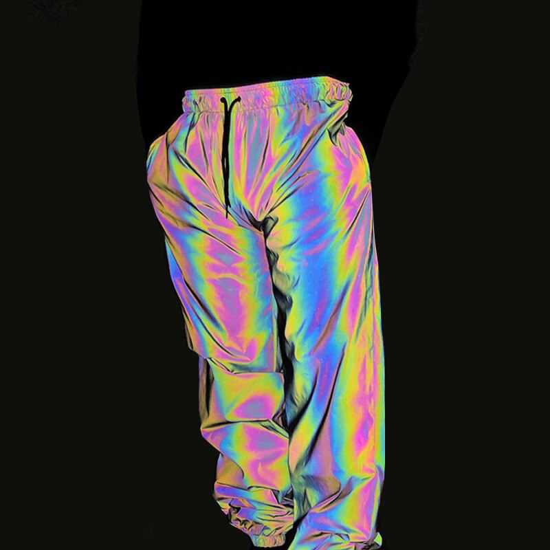 joggers men colorful reflective pants hip hop mens pants streetwear rainbow colored jogger men women sweatpants