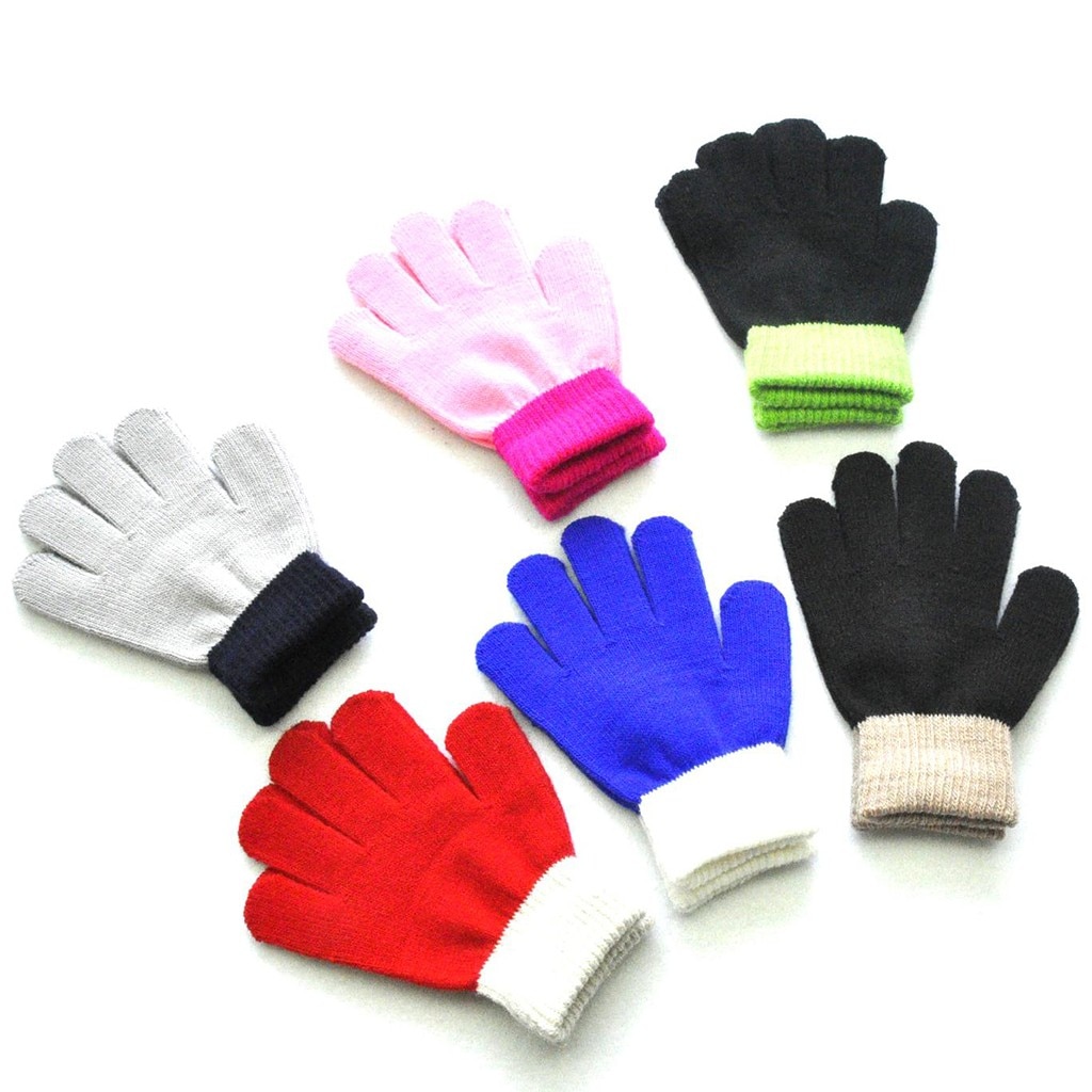 Guantes de invierno mágicos para niños, guantes de punto cálidos con dedos completos, coloridos, nuevos