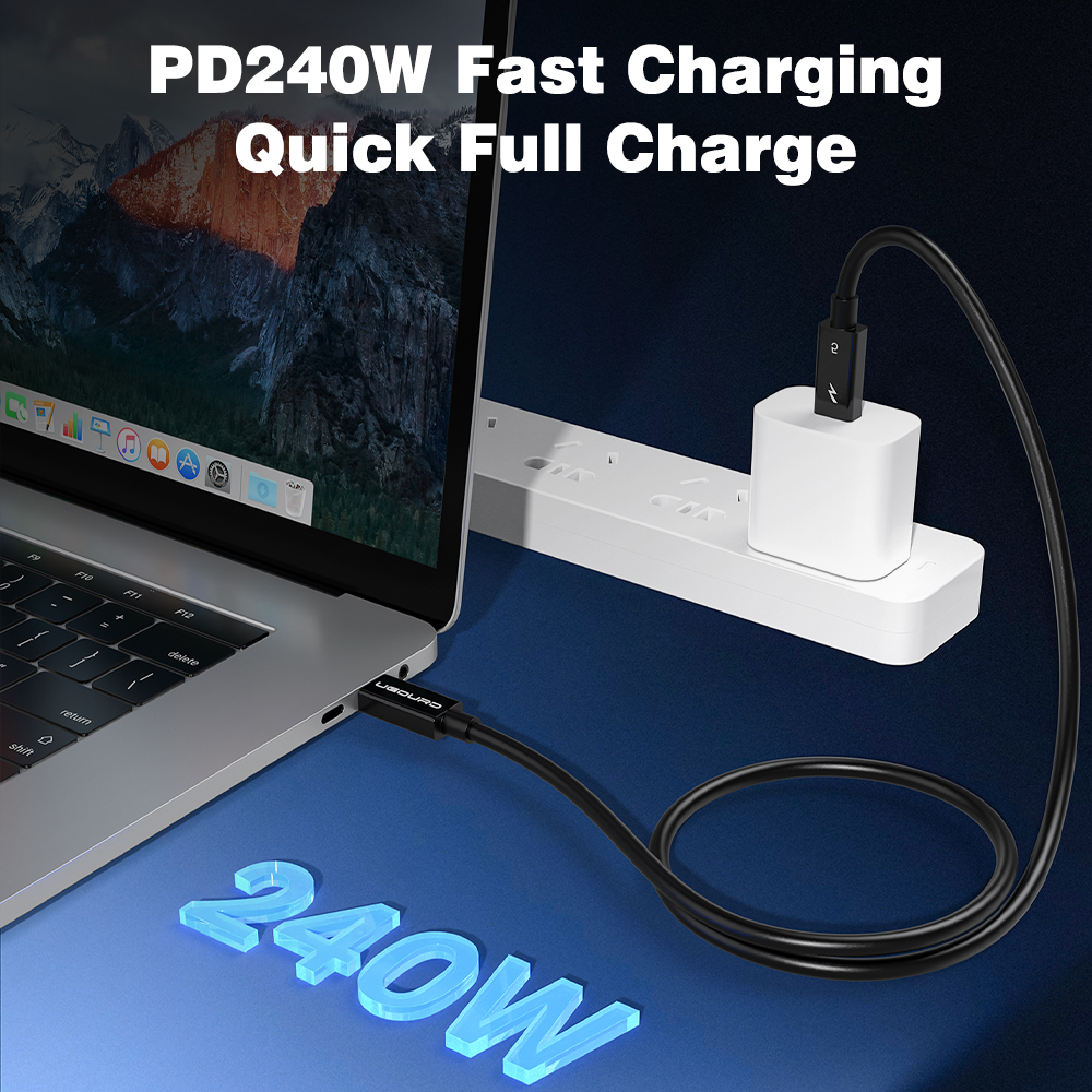 Cable Thunderbolt 5 TPE suave 80Gbps tipo C USB4 V2 Cable Coaxial USB-C a C 240W 16K 8K para eGPU Mac MINI SSD iPhone 16 MacBook