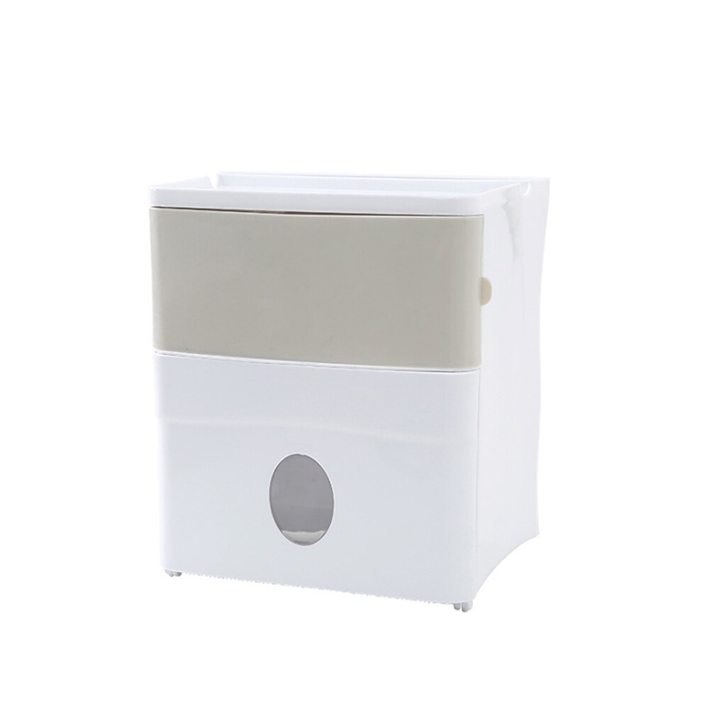 Tissue Container Bathroom Fresh Punch-Free Tissue Storage Box Simple Water-Resistant Toilet Paper Organizer: Beige