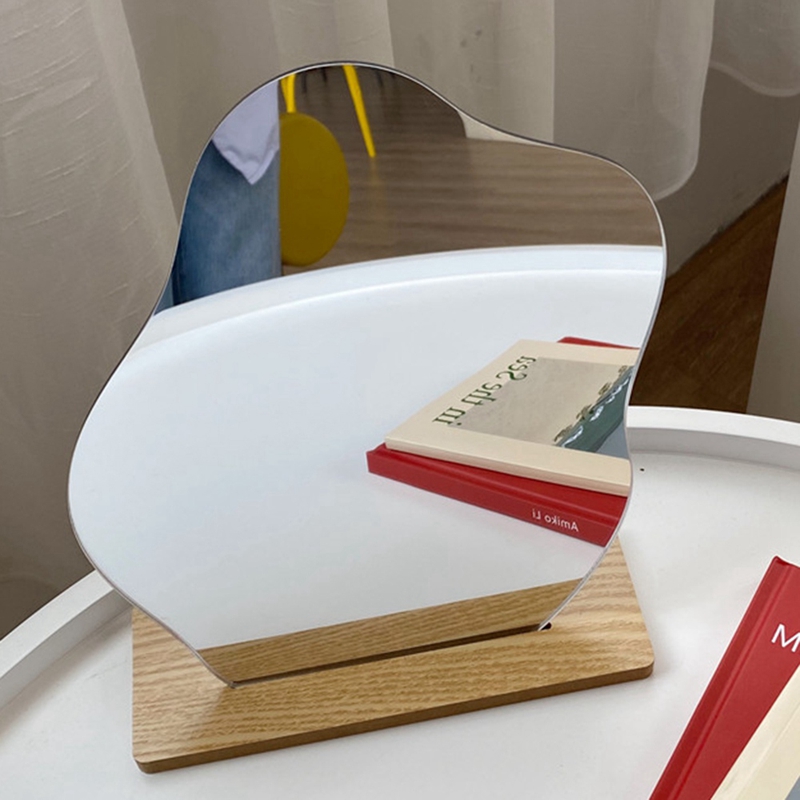 Koreaanse Stijl Make-Up Spiegel Ins Acryl Decoratieve Spiegel Houten Base Cosmetische Beauty Tools