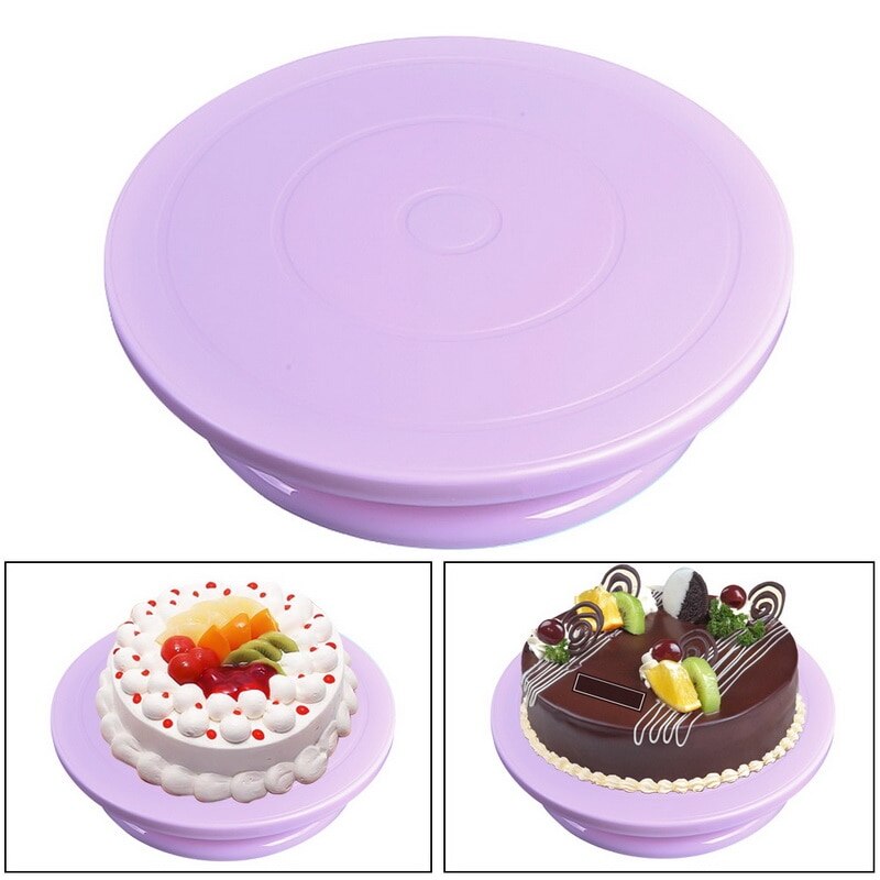 Plastic Cake Turntable Rotating Anti-skid Round Cake Decorating Stand Cake Rotating Table Plate Kitchen DIY Pan Baking Tool 1pcs: purple