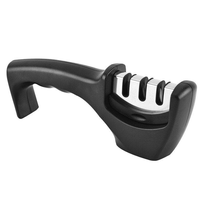 Afilador de cuchillos de piedra de afilar para cocina, 3 etapas, amoladora , piedra Para afilar cuchillos, Diamante de tungsteno, herramienta afiladora de cerámica: Negro