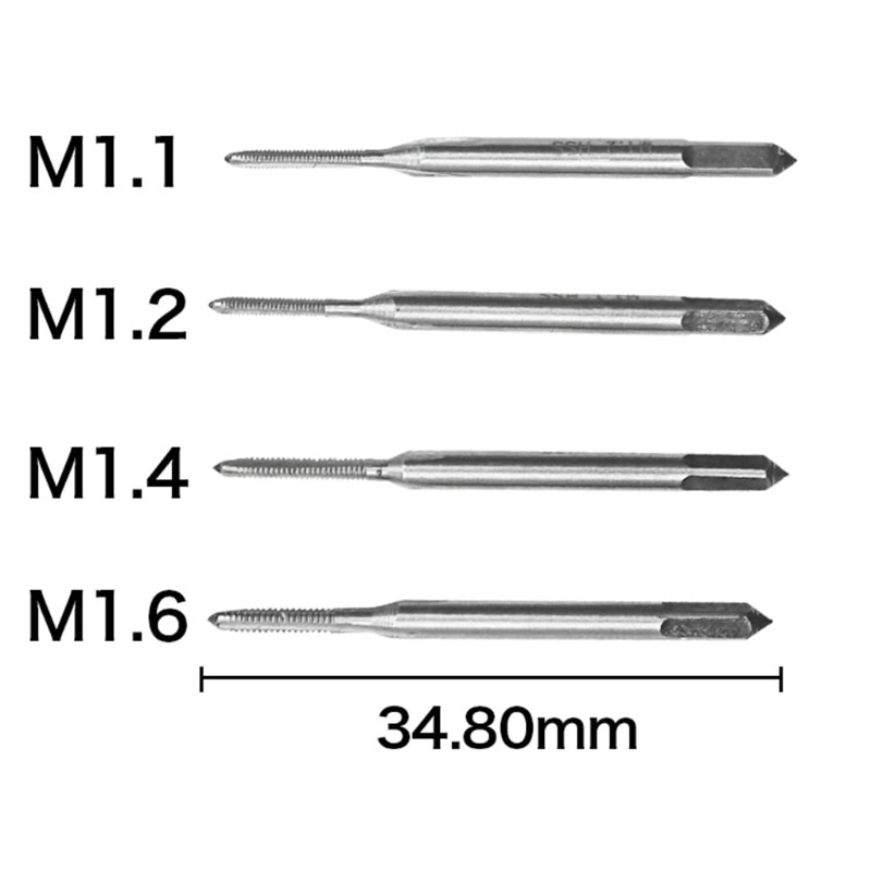 Juego de Mini terrajas métricas HSS, juego de manijas de llave, M1-M1.6, rosca de tornillo, JUL30_33,