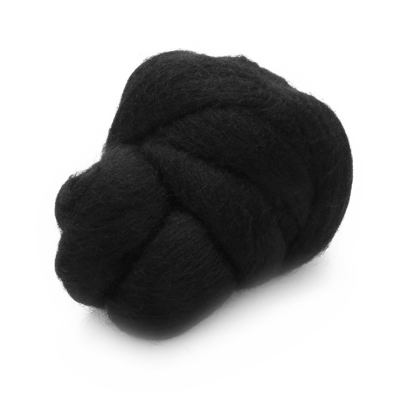 Black Vilten Wol Merino Geverfd Wol Tops Roving Zachte Wol Vezel Naaien Voor Naaldvilten DIY Pop Handwerken 50g