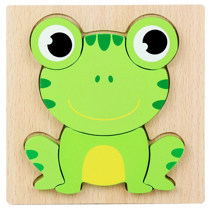 Houten Jigsaw Dieren Puzzels Voor 1-3 Jaar Oude Meisjes Jongens Peuters Educatieve Voorschoolse Speelgoed Houten Puzzel Voor baby &#39;S: Frog