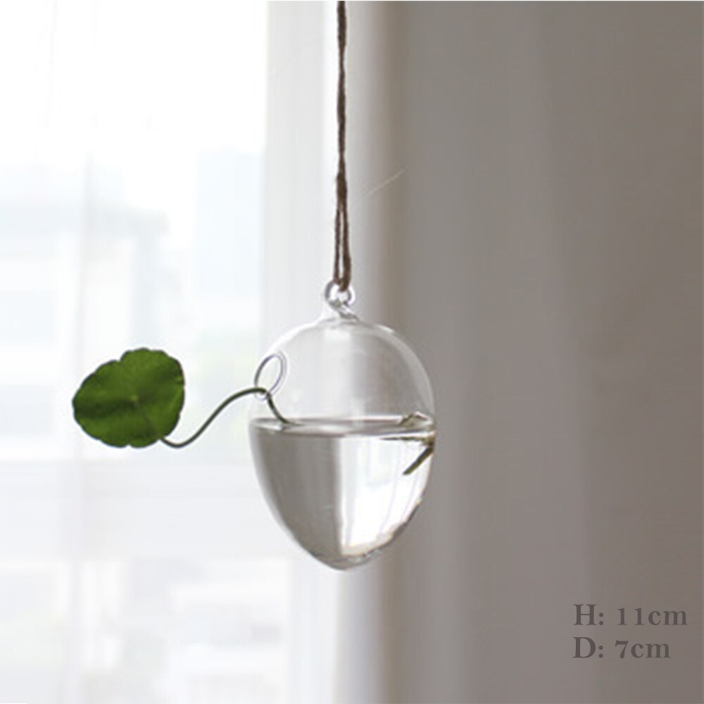 1Pcs Hanging Glass Vase Transparent Hydroponic Container Terrarium Flower Plant Pot Garden Home Wedding Decoration: 14
