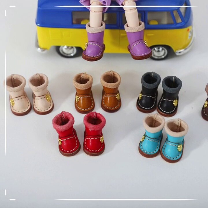 1/12bjd Bjd Poupée Chaussures Haut de gamme À La Main En Cuir De Vachette bottes Chaussures Pour Obitsu 11 OB11 Taille CGC Poupée 11cm Body9
