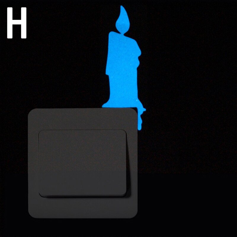 Luminous Cartoon Switch Sticker Glow in the Dark Cat Sticker Fluorescent Moon Stars Sticker Kid Room Decoration Home Decor: H