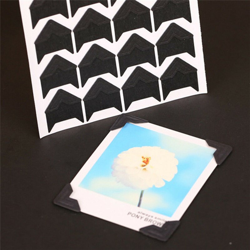 120Pcs Mounting Photo Frame Sticker Paper Corner Sticker for Scrapbooking Album Self-adhesive Card Photo Frame Corner Sticker: Black