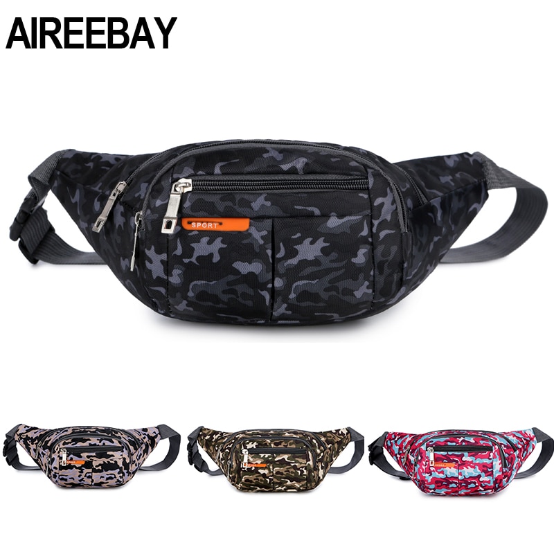 Aireebay rejse camouflage kvinder talje taske hofte taske rejse fritid fanny pack stor kapacitet bryst bælter taske