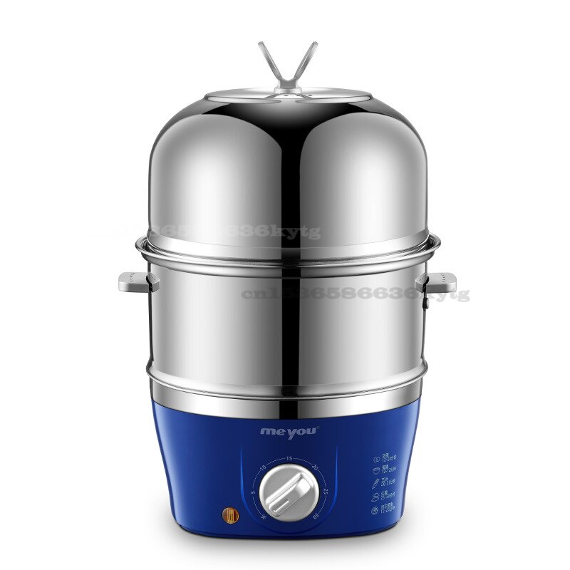 Egg Boiler Household Timing Egg Steamer Automatic Power Off Stainless Steel Mini Double Layer Bottle Disinfection Egg Boiling: Blue Double Deck