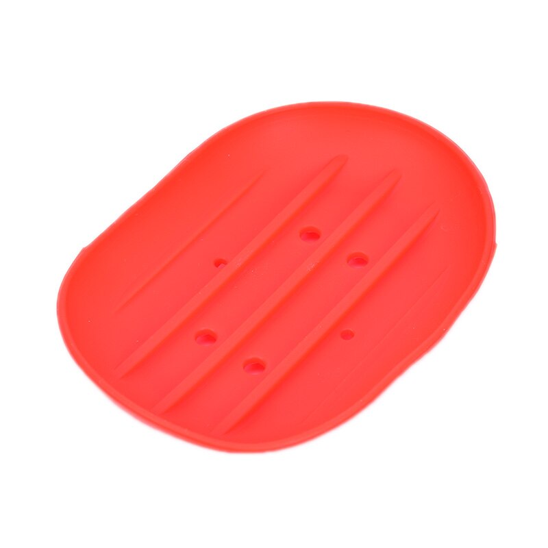 1pc Silicone Flexible Soap Dish Plate Bathroom Soap Holder Travel Holder Dish Candy Color Bathroom Soap Dish: red
