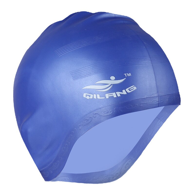 Blauw/rode zwemmutsen zwemmuts waterdichte badmuts oorbeschermer siliconen duikhoed buitenactiviteiten effen badmuts: Marineblauw