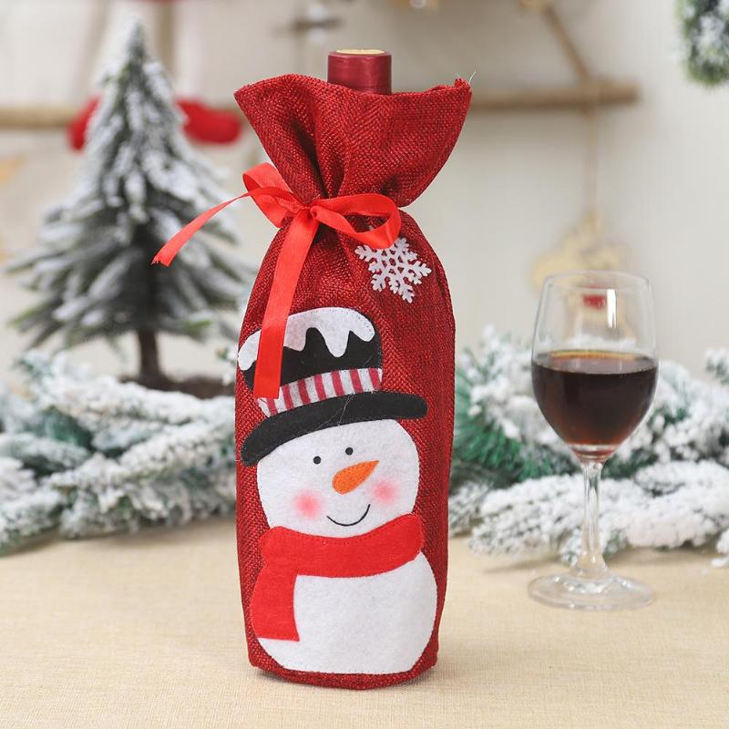 Christmas Red Wine Bottle Decor Set Santa Claus Bottles Cover Xmas Decor